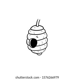bee house doodle icon vector hand drawing 