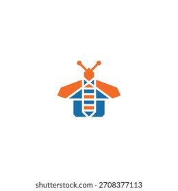 Bee house geometric shapes, abstract logo design.
