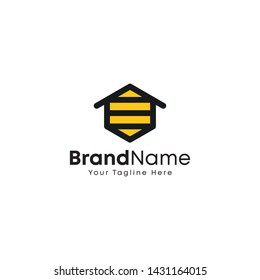 Bee House logo design Vector  template. bee house icon. house and bee sign