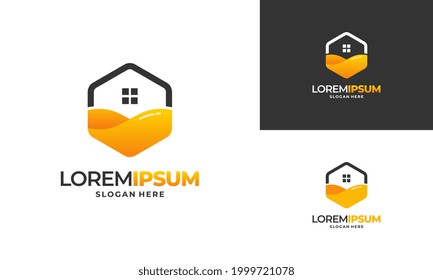 Diseño del logotipo de la casa de abejas vectores concepto vectorial, plantilla del logotipo de la granja de miel, ilustración vectorial