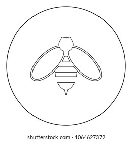Bee icon black color in circle or round vector illustration