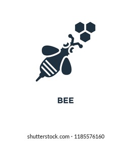 Bee icon. Black filled vector illustration. Bee symbol on white background. Can be used in web and mobile.