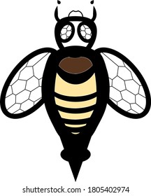 A bee icon with black lines and colors