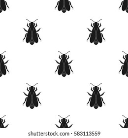Bee icon in black style isolated on white background. Apiary pattern stock vector illustration