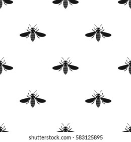 Bee icon in black style isolated on white background. Insects pattern stock vector illustration.