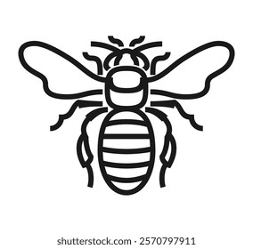 Bee icon in bold line. For logo of honey, propolis or cosmetics