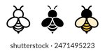 Bee icon. Bumblebee pictogram. Honey bee vector illustration. Honeycomb hive symbol. Insect sign isolated.