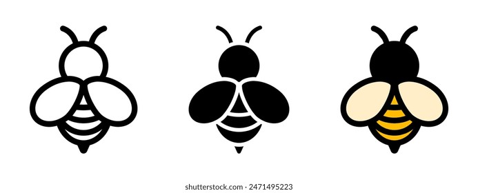 Bee icon. Bumblebee pictogram. Honey bee vector illustration. Honeycomb hive symbol. Insect sign isolated.