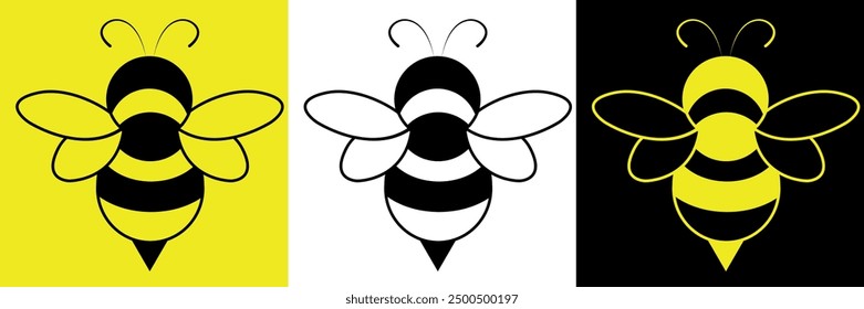 Bee icon. Bumblebee pictogram. Honey bee vector illustration. Honeycomb hive symbol. Insect sign isolated on different backgrounds.