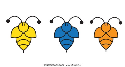 Bee icon. Bumblebee pictogram. Honey bee vector illustration. Honeycomb hive symbol. Insect sign isolated.