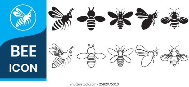 Bee icon. Bumblebee pictogram. Honey bee vector illustration. Honeycomb hive symbol. Insect sign isolated. vector illustration.