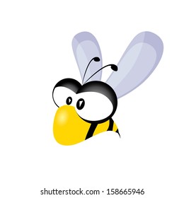 bee icon. cartoon cute bright baby bee isolated on white. vector illustration.