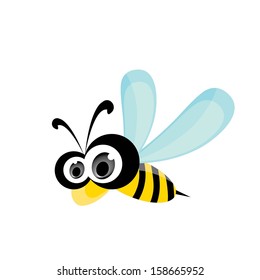 bee icon. cartoon cute bright baby bee isolated on white. vector illustration.