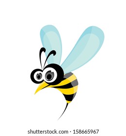 bee icon. cartoon cute bright baby bee isolated on white. vector illustration.