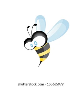 bee icon. cartoon cute bright baby bee isolated on white. vector illustration.
