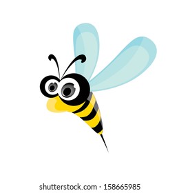 bee icon. cartoon cute bright baby bee isolated on white. vector illustration.