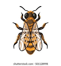 Bee icon in cartoon style isolated on white background. Apairy symbol stock vector illustration