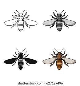 Bee icon in cartoon style isolated on white background. Insects symbol stock vector illustration.