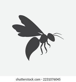 Elemento de diseño de icono de abono. Silhouette de insectos de abeja. Ilustración del vector