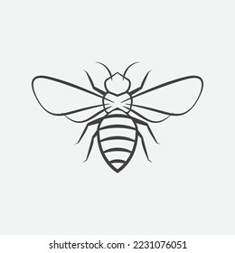 Bee icon design element. Bee insect silhouette. Vector illustration