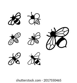 Bee icon design set bundle template isolated