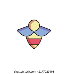 diseño de estilo de contorno relleno de icono de abeja. ilustración del vector de icono de abeja. aislado de fondo blanco.