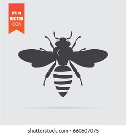 Bee icon in flat style isolated on grey background. For your design, logo. Vector illustration.