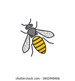 Bee icon flat vector illustration