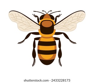 Bee icon. Flying insect in flat colors on white background