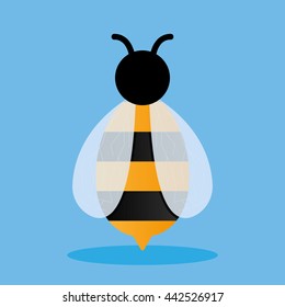 Bee icon. Flying bee on background. Cute little bee