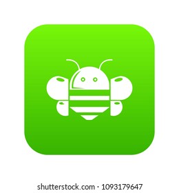 Bee icon green vector isolated on white background