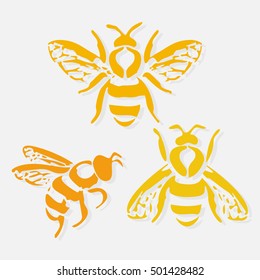 Bee icon. Honey flying bee. Insect. Flat style vector illustration.