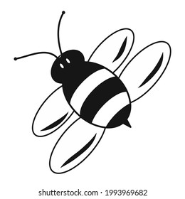 Bee icon. Honey producer. Insect theme. White background. Element. Symbol. Contour graphic sketch. Idea for decors, logo, covers, holidays, gifts, art, patterns. Isolated vector.
