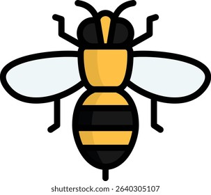 bee icon illustration design with filled outline, this is not made from any AI generation