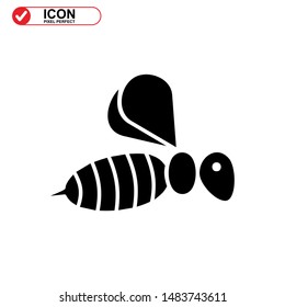 Bee icon. Illustration of vector concept for the design. Bee icon Black Color with Perfect pixel.
