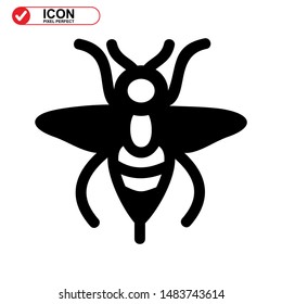 Bee icon. Illustration of vector concept for the design. Bee icon Black Color with Perfect pixel.
