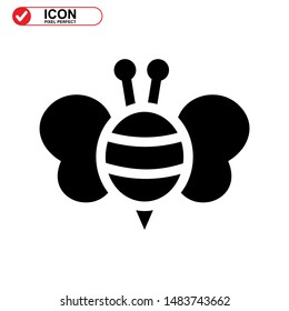 Bee icon. Illustration of vector concept for the design. Bee icon Black Color with Perfect pixel.
