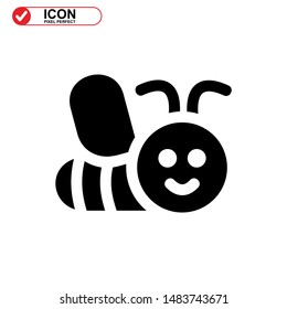 Bee icon. Illustration of vector concept for the design. Bee icon Black Color with Perfect pixel.
