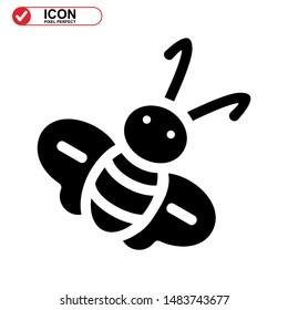 Bee icon. Illustration of vector concept for the design. Bee icon Black Color with Perfect pixel.
