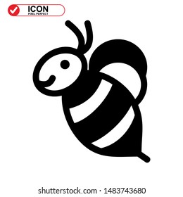 Bee icon. Illustration of vector concept for the design. Bee icon Black Color with Perfect pixel.
