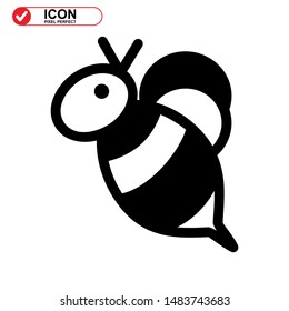 Bee icon. Illustration of vector concept for the design. Bee icon Black Color with Perfect pixel.
