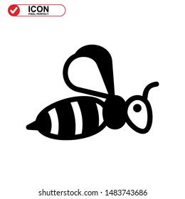 Bee icon. Illustration of vector concept for the design. Bee icon Black Color with Perfect pixel.

