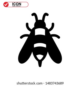 Bee icon. Illustration of vector concept for the design. Bee icon Black Color with Perfect pixel.
