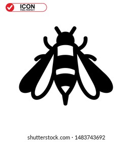Bee icon. Illustration of vector concept for the design. Bee icon Black Color with Perfect pixel.
