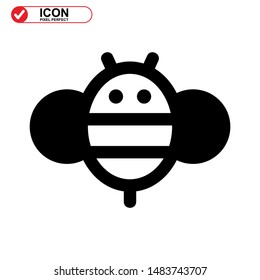 Bee icon. Illustration of vector concept for the design. Bee icon Black Color with Perfect pixel.
