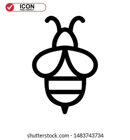 Bee icon. Illustration of vector concept for the design. Bee icon Black Color with Perfect pixel.
