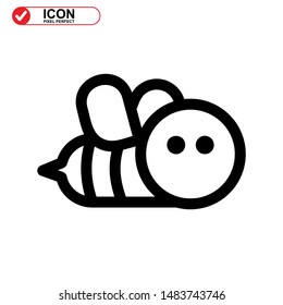Bee icon. Illustration of vector concept for the design. Bee icon Black Color with Perfect pixel.

