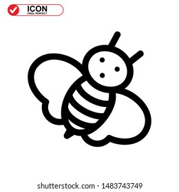 Bee icon. Illustration of vector concept for the design. Bee icon Black Color with Perfect pixel.
