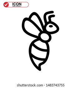 Bee icon. Illustration of vector concept for the design. Bee icon Black Color with Perfect pixel.
