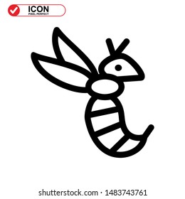 Bee icon. Illustration of vector concept for the design. Bee icon Black Color with Perfect pixel.
